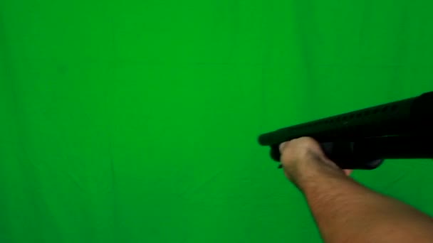 Shotgun doelgerichtheid en schieten — Stockvideo