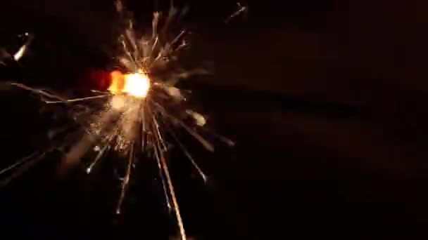 Queima de bengala luzes sparkler — Vídeo de Stock