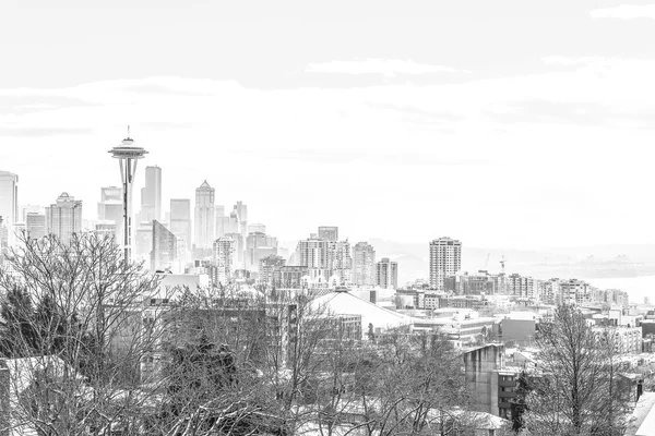 Seattle cityscape το πρωί φως το χειμώνα, πυροβολούν από Kerry Park άποψη, Ουάσιγκτον, ΗΠΑ.. — Φωτογραφία Αρχείου