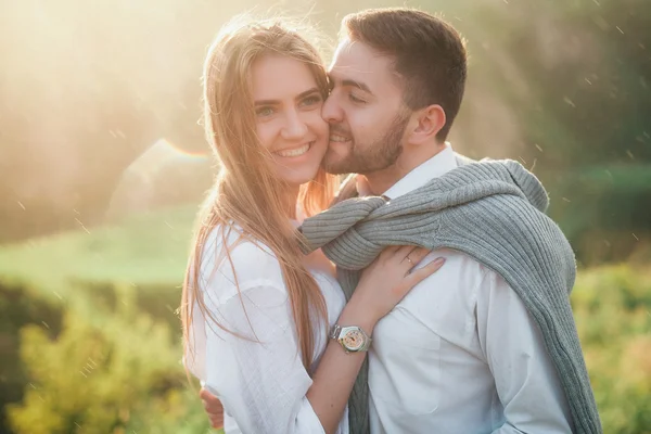 Young couple in love posing on nature — Stock Photo, Image