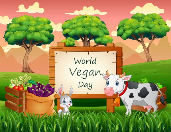 Happy World Vegan Day Concept Achtergrond — Stockvector