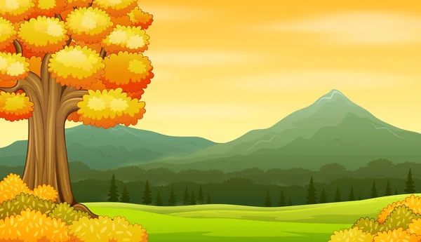 Autumn Landscape Background Fields Mountains — Stock Vector