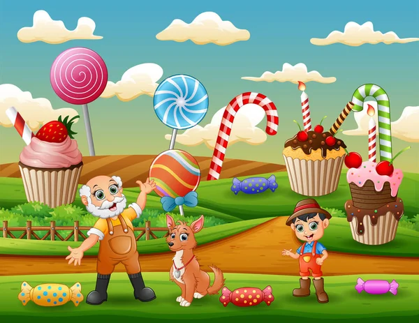 Los Agricultores Fondo Tierra Dulce — Vector de stock