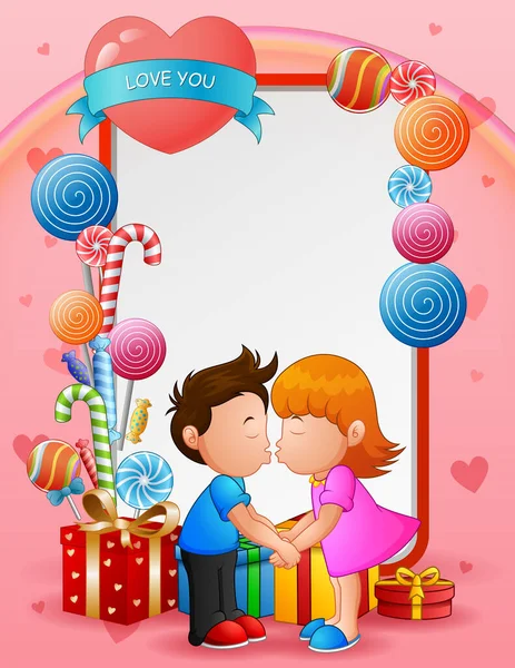Happy Valentine Kartu Ucapan Hari Dengan Beberapa Ciuman - Stok Vektor