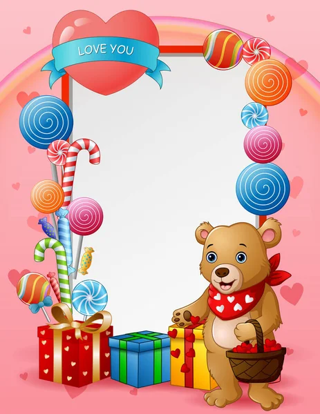 Szczęśliwych Walentynek Kartka Pozdrowieniami Matką Niedźwiedzia — Wektor stockowy
