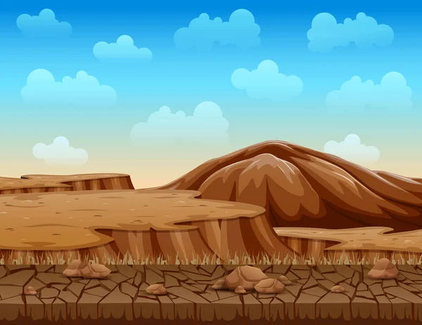 Paisaje Suelo Seco Agrietado Ilustración — Vector de stock