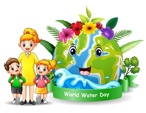 Світовий Дизайн Дня Води Щасливою Матір Дітьми — стоковий вектор