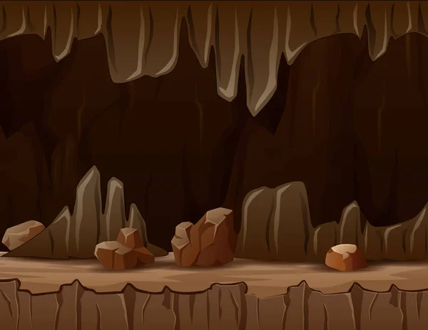 用钟乳石描绘洞穴的卡通画 — 图库矢量图片