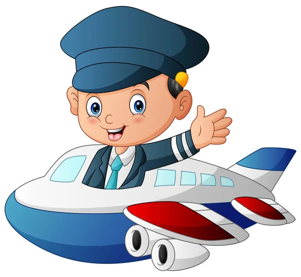 Ilustração Piloto Que Pilota Avião Sobre Fundo Branco — Vetor de Stock