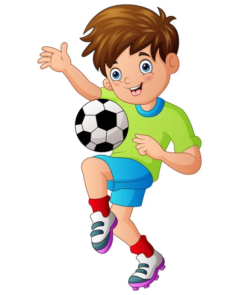 Ilustración Niño Jugando Fútbol — Vector de stock