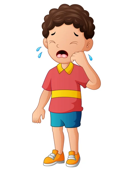 Illustration Young Boy Crying White Background — Stock Vector