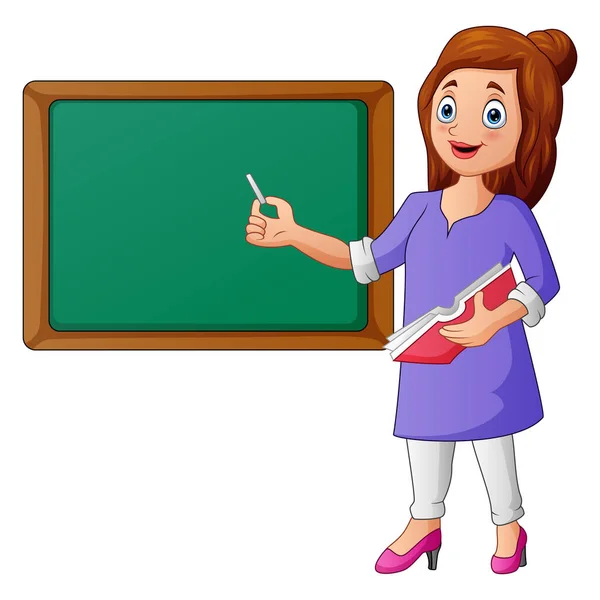 Μια Δασκάλα Δείκτη Και Μαυροπίνακα — Διανυσματικό Αρχείο