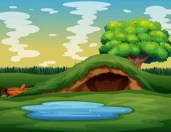Tomma Underjordiska Djur Hål Den Gröna Naturen Illustration — Stock vektor