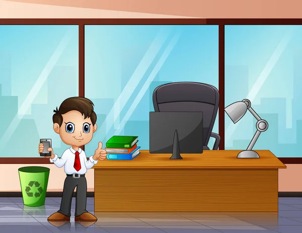 Male Employee His Office Illustration - Stok Vektor