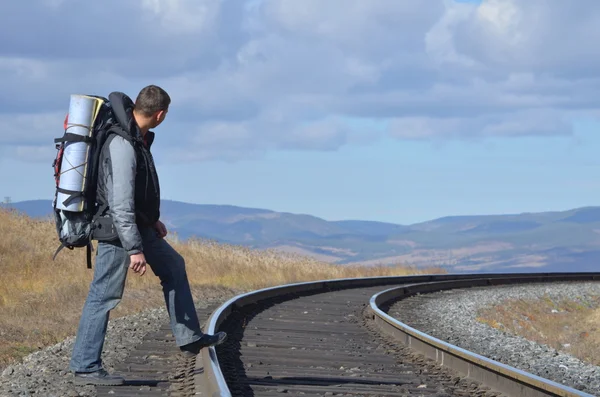 The tourist train waiting for the train. — Stock Photo, Image