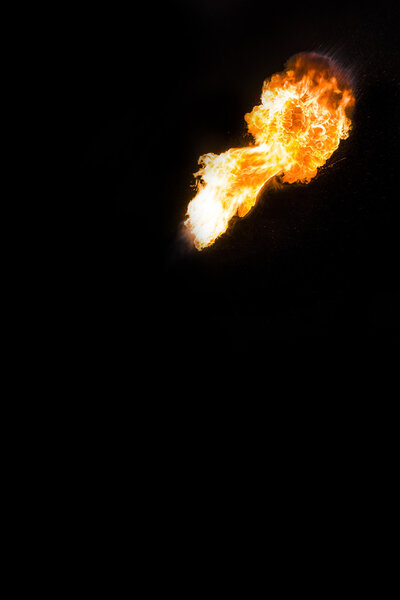 Strong flame, real photo.      