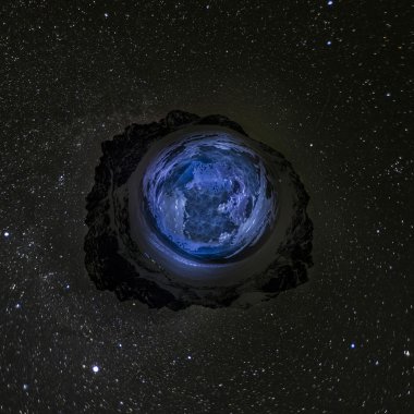 Küçük gezegen. Sibirya dağlarında donmuş göl.