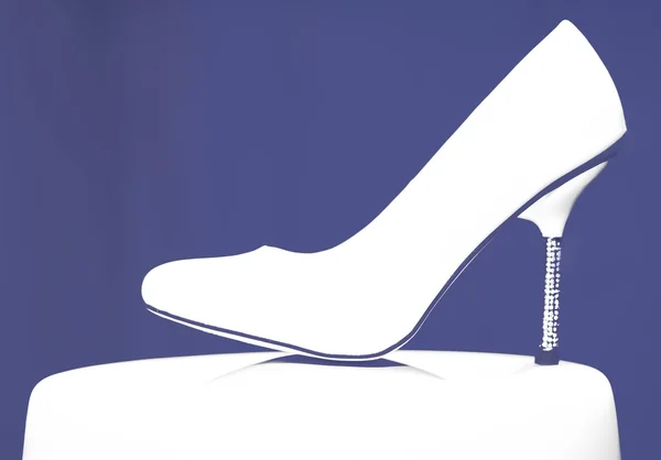 La scarpa della sposa è posta su uno stand . — Foto Stock