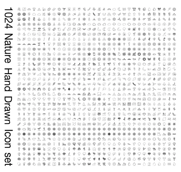 자연 선 손으로 그린 아이콘 세트 — 스톡 벡터