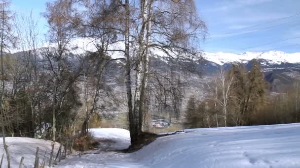 Paisaje invernal en los Alpes — Vídeo de stock