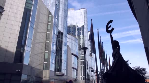 BRUSSELS, BELGIUM - DECEMBER  2015:  European parliament in Brussels (Belgium). — Stock Video