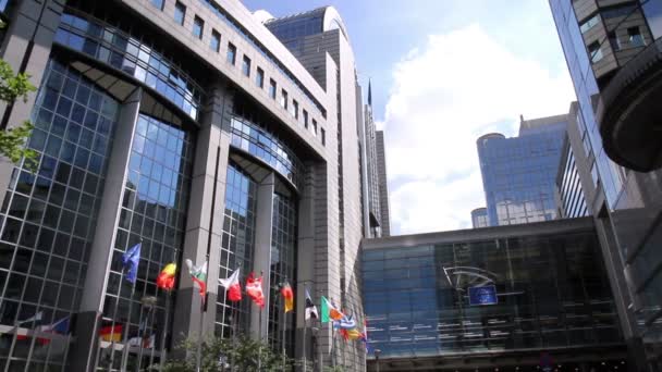 Parlamento europeo a Bruxelles . — Video Stock