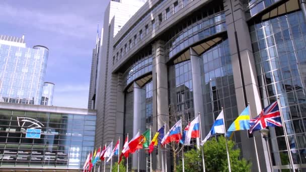 Evropský parlament v Bruselu. — Stock video