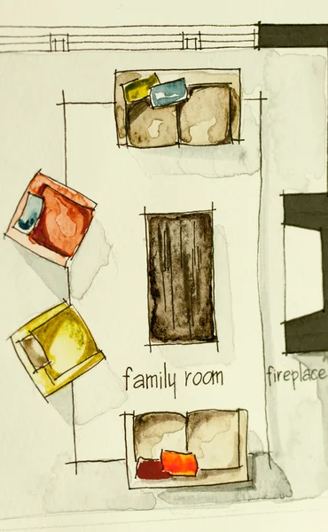 Drawing of partial house floor plan — Stock Photo, Image