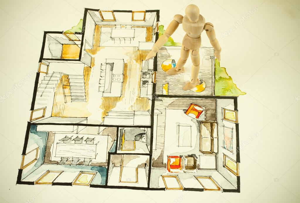 Sketch Drawing Of House Floor Plan Stock Photo Panayot