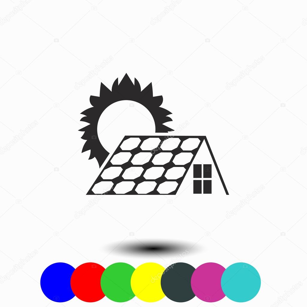 Solar collector icon. Grey image. Web icon.