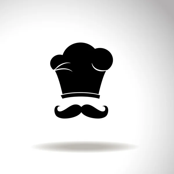 Μάγειρα καπέλα που απομονωμένες με μουστάκι — Διανυσματικό Αρχείο