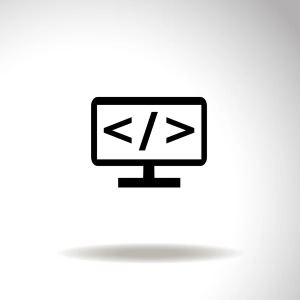 Code flat icon on computer. Programming language — Stock Vector