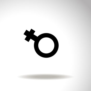 Kadın simgesi. Kadınlar işareti sex. Oklu beyaz düğmesini. Vektör