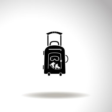 Vektör çizim ile seyahat bavul ve patenler, Kayak gözlüğü