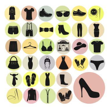 Giysi vector Icons set.