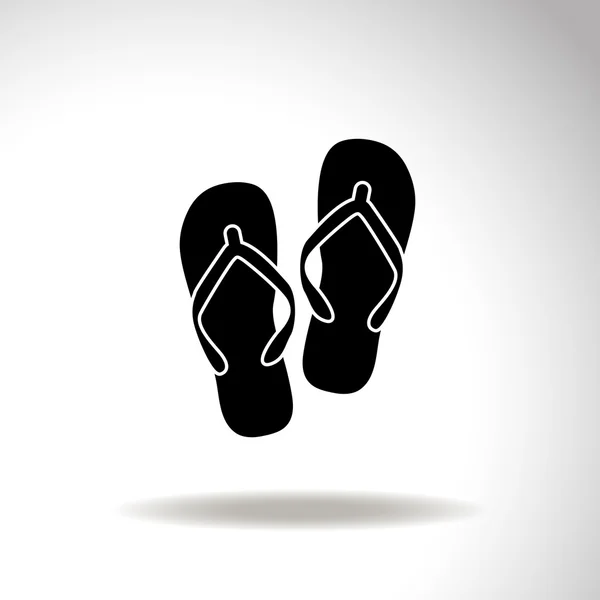 Beach slippers. Single flat icon on white background. Vector ill — Stock Vector