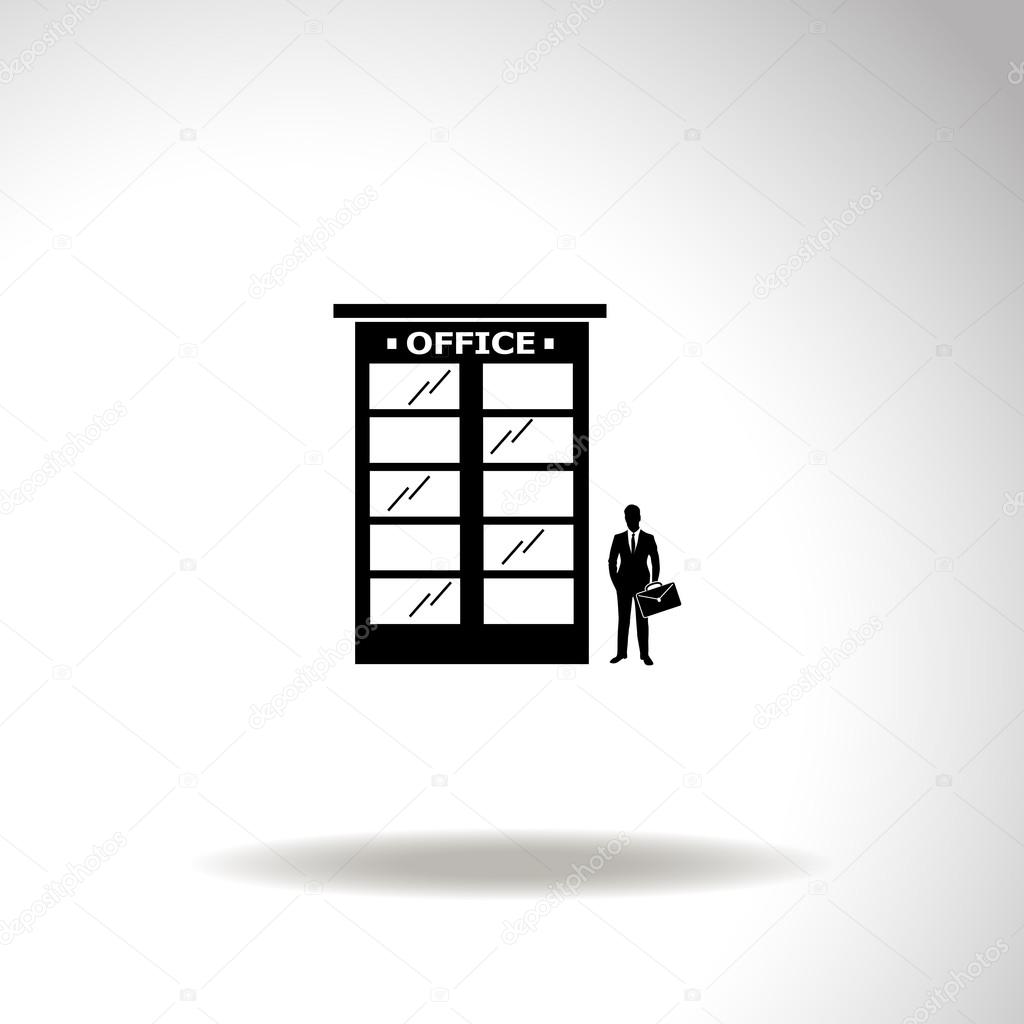 Office building icon with businessman