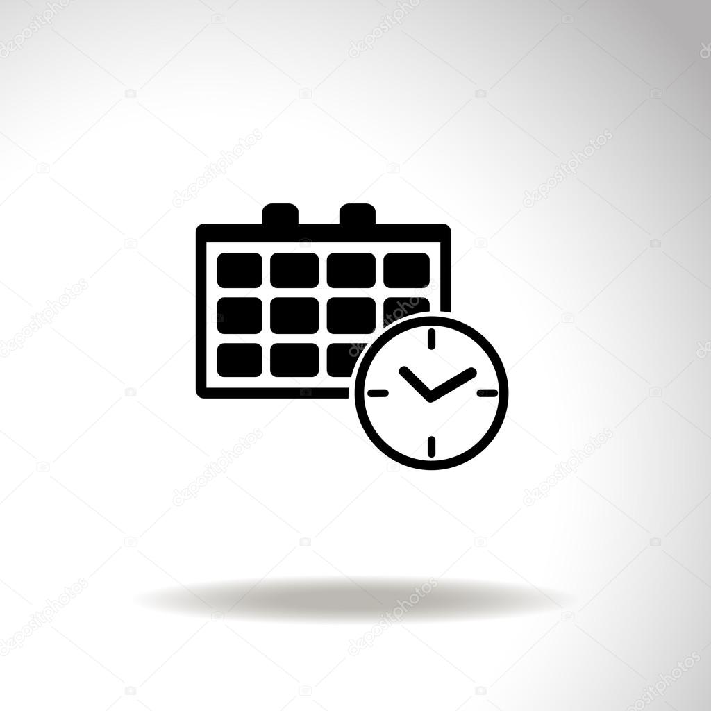 Calendar and clock vector icon.