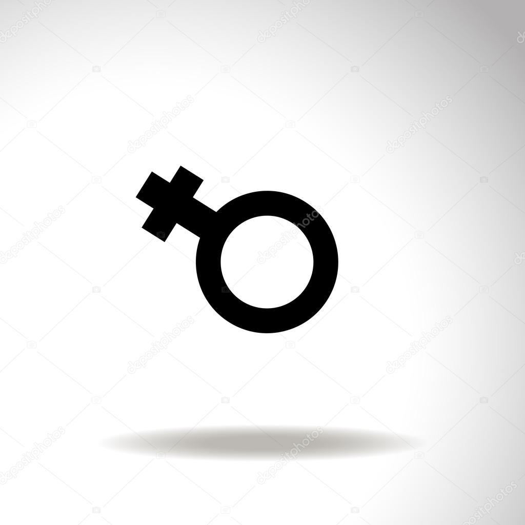 Female icon. Women sex sign.White button with arrow. Vector