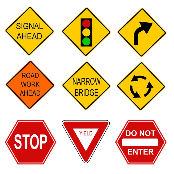 Set of road signs. USA. Road symbols. Vector icon. — Stock Vector