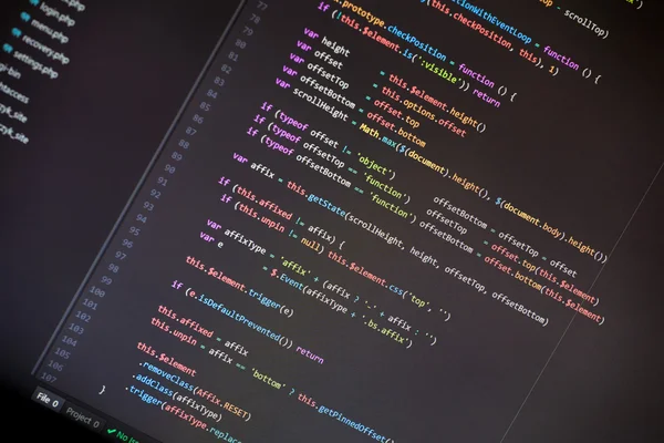 Colorful programming php and html code on a monitor. — Stock Photo, Image