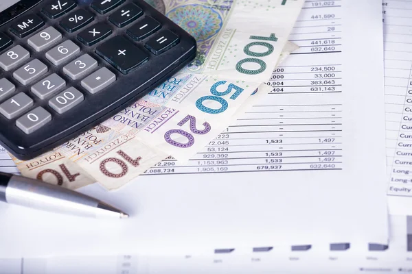 Calculator money statistics papers pen business concept