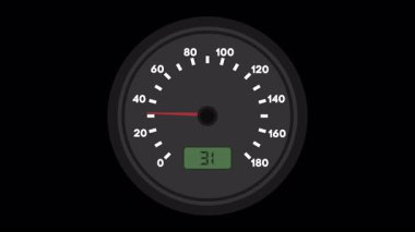 Saydam bir arkaplan üzerinde sayılar ve bir ok ile hız göstergesi canlandırması