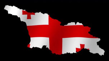 Gürcistan bayrağının 4K biçiminde şeffaf arkaplanı olan bir harita olarak canlandırılması