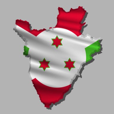 Burundi 'nin soyut bayrağını gölgeli bir şekilde sallıyor.