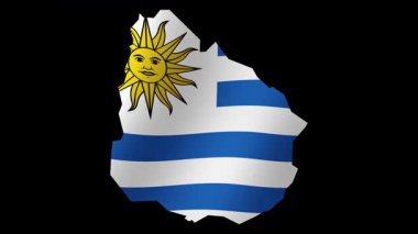 Uruguay bayrağının 4K biçiminde şeffaf arkaplanı olan bir harita olarak canlandırılması