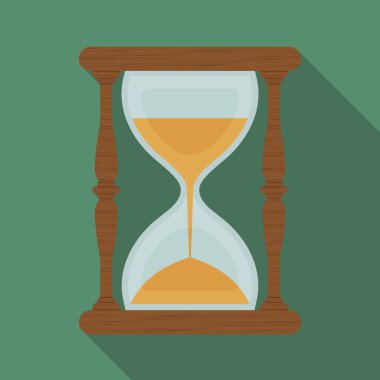 Yeşil zemin üzerinde düz bir gölge ile vektör kum saati