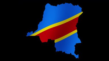 4K biçiminde şeffaf arkaplanı olan bir harita olarak DR Kongo bayrağının canlandırılması