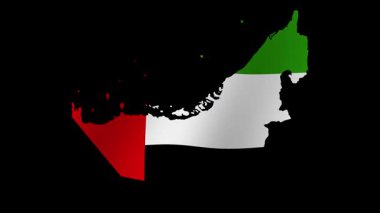 BAE bayrağının 4K biçiminde şeffaf arkaplanı olan bir harita olarak canlandırılması