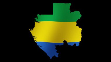 Gabon bayrağının 4K biçiminde şeffaf arkaplanı olan bir harita olarak canlandırılması